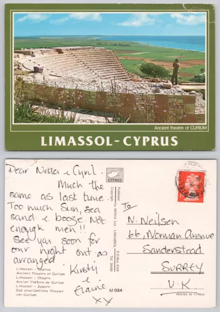 c28342 Curium Limassol  Cyprus  postcard 1989 FIELD POST OFFICE FPO GB stamp