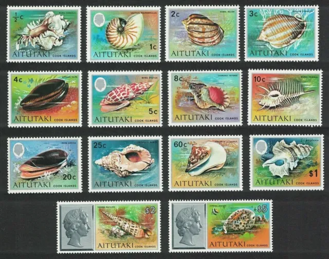 Aitutaki 1974 - Sea Shells Definitives - Complete Set of 14 - MNH