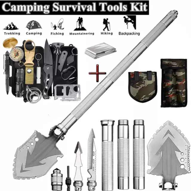 Folding Survival Shovel Gear Kit Outdoor Camping Military Tactical Hunting Set