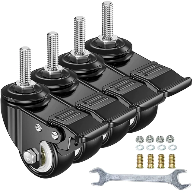 MroMax Silla De Oficina De 2 Pulgadas De Diámetro, Doble Rueda, De Nailon, Giratoria De 360 Grados, 1 Pieza/2 Piezas/4 Piezas