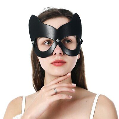 Sexy Cat Women Leather Eye Mask Venetian Masquerade Costume Halloween w/ Buckle