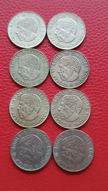 10x 1 Krone 1954 1956 1961 1963 1964 1966 1968 1969 Schweden Silbermünze