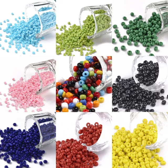 Mehrfarbiges Glas Runde Perlen 2/3/4 mm kleine undurchsichtige Farben Mini Abstandhalter Auffädeln