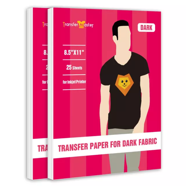 50 Pack Heat Transfer Paper for Dark T Shirts 8.5x11" Iron on Transfer Paper