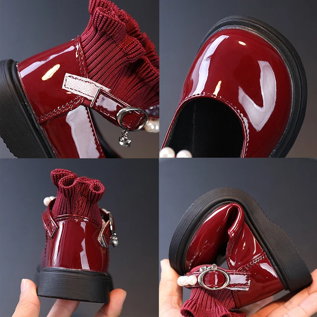 Scarpe principessa neonato bambini bambine stivali in pelle scarpe di lana perla 9