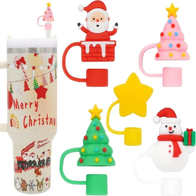 1/5PCS CHRISTMAS SILICONE Straw Topper Straw Cover for Stanley Cup  Accessories $11.55 - PicClick AU