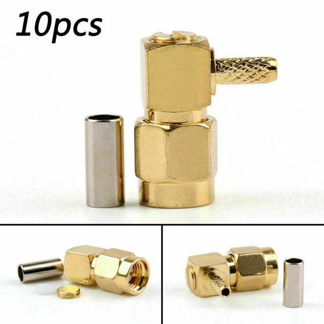 10Pcs Connettore SMA Male Plug 90°Crimp RG174 RG316 LMR100 Cavo Right Angle Q