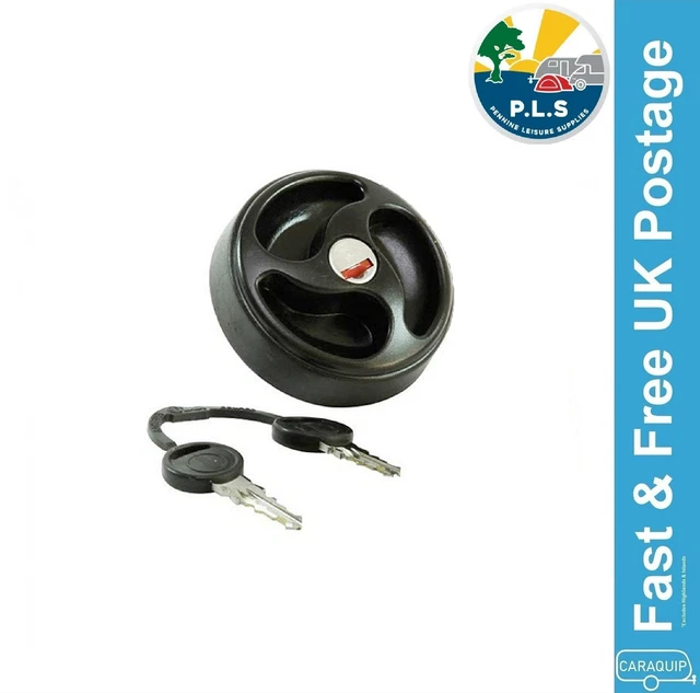 LOCKABLE WATER TANK Filler Cap c/w Keys Black Caravan Motorhome