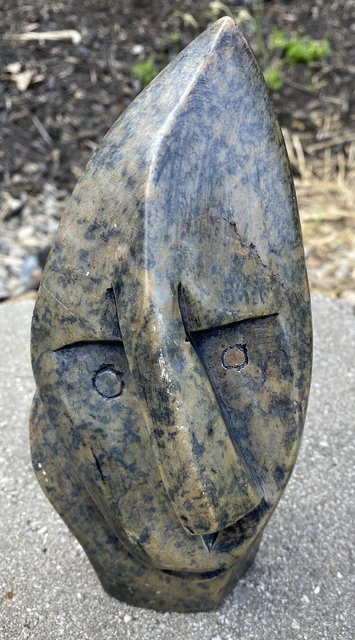 African Tribal Art Stone Sculpture  7 1/2Tall ZIMBABWE Abstract Funny Face 3 lbs