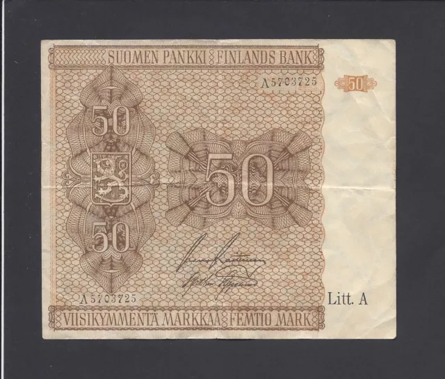 Finland  -  50  Markkaa   1945    Litt. A  @    A #Serial !!    @