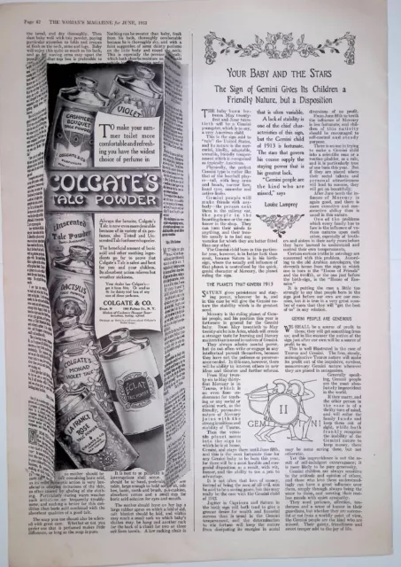 Colgate Talc Powder Advertising Print Ad The Woman's Magazine June 1913