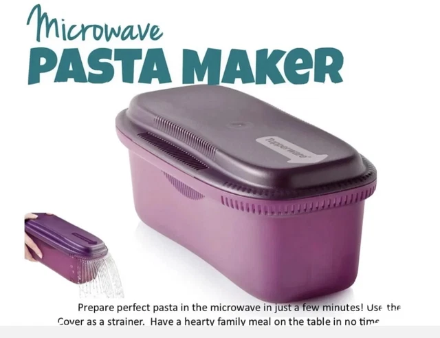 Tupperware Microwave Pasta Cooker Maker Purple New "PERFECT PASTA EVERYTIME"