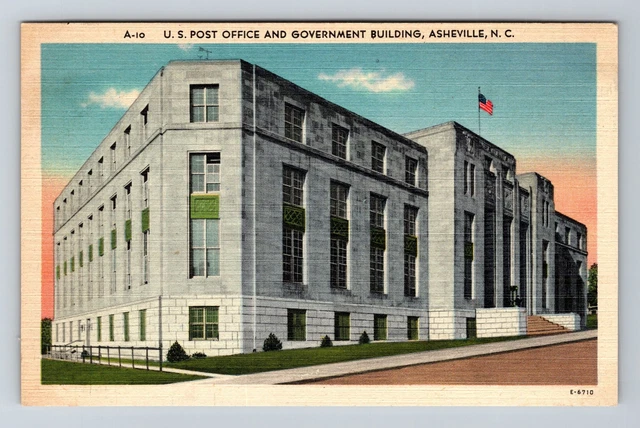 Asheville NC-North Carolina US Post Office Government Building Vintage Postcard