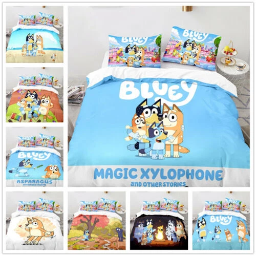 LOVELY CARTOON BLUEY Family 3D Bedding Set Kids Children Boys Girls