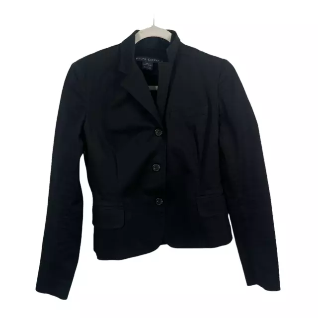 Ralph Lauren Blue Label Black Button Front Jacket Cotton Womens 4