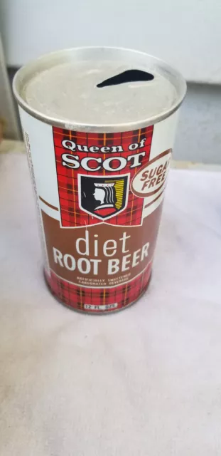 Queen Scot Lad Diet Root Beer Straight Steel  Soda Can Cans Empty Up