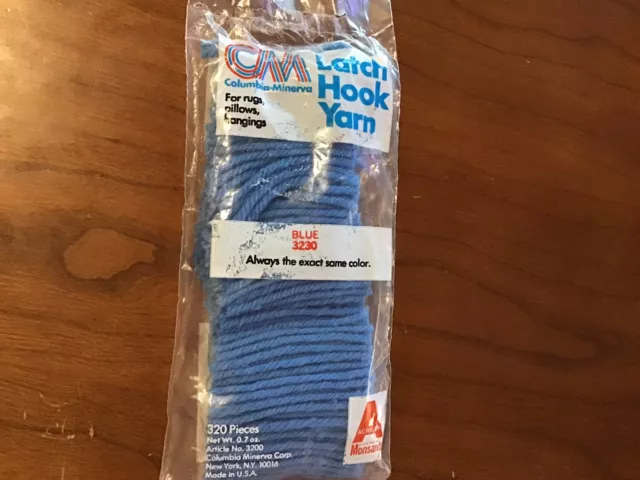 Yarn for Latch Hook Rug Making crafting VINTAGE package never used Blue