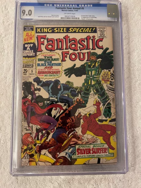 Fantastic Four Annual #5 - CGC 9.0 - OW Pages - 1st solo Silver Surfer story