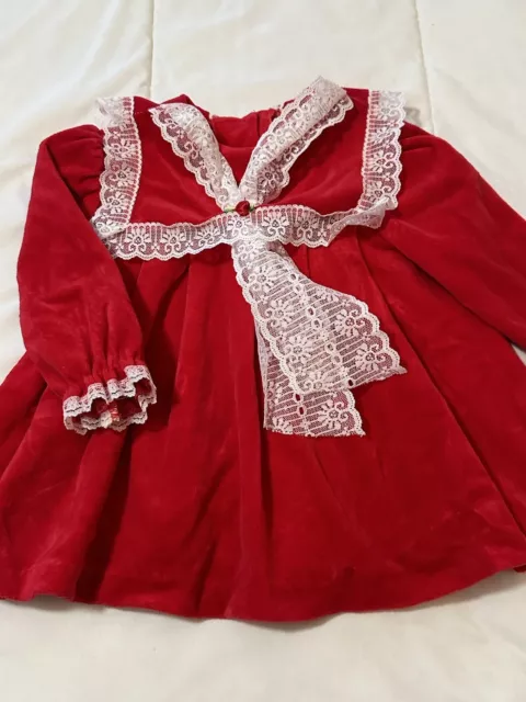 Baby Girl’s Girls Size 18 month Vintage Carters Red Velour Dress Outfit