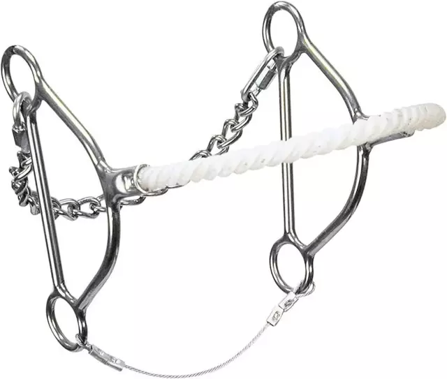 960 Beetle Hackamore para Caballo - Nariz de Cuerda - Mejillas de 6"" - Etapa C, Plateado/Blanco 3