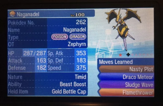 ✨ SHINY 6IV NAGANADEL ✨ Pokemon Ultra Sun & Moon USUM - lv100 Ultra Beast  Event