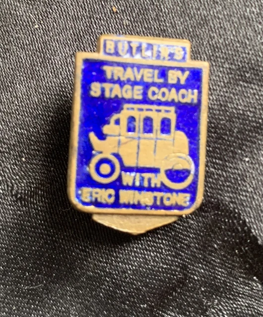 BUTLINS TRAVEL BY STAGE COACH ERIC WINSTONE 1950s ENAMEL BADGE £15.00
