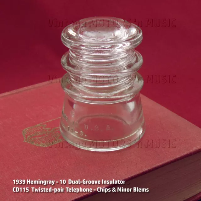 1939 Vintage Hemingray No 10 Clear Glass Twist-pair Rural Phone Insulator CD115