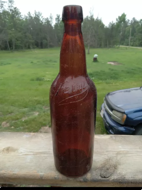 1890s Kansas City MISSOURI HEIM Quart Amber Blob Beer Bottld 1890s Kansas City MISSOURI HEIM Quart Amber Blob Beer Bottld