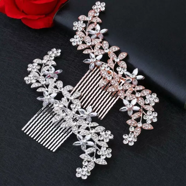 Crystal Flower Bridal Hair Comb Pins Clips Diamante Wedding Hair Accessories AU