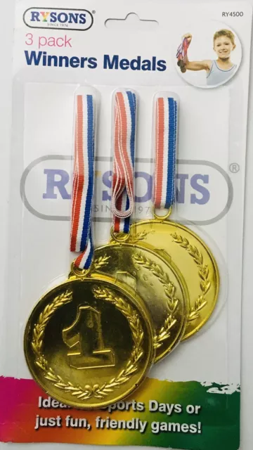 3 Gold Gewinner Medaillen mit Schlüsselband Sport Tag Spaß Spiele für Kinder Party Tasche Füllstoffe