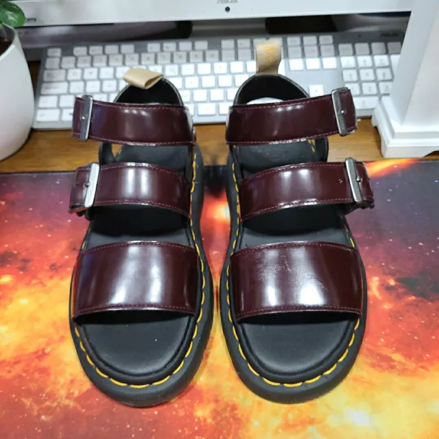 DR MARTENS VEGAN Gryphon Cherry Red Gladiator Sandals Size UK 5