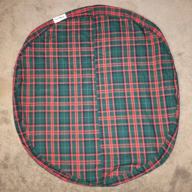 Vintage Ll Bean Flannel Plaid Dog Bed Cover Removable Zip Up 43” Rare Green Red