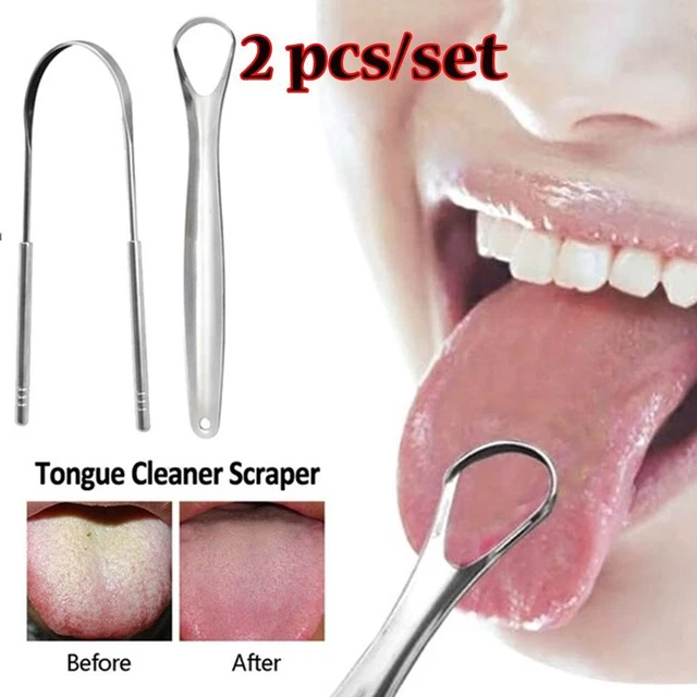 Limpiador de lengua raspador de lengua de acero inoxidable para cuidado de la respiración higiene oral