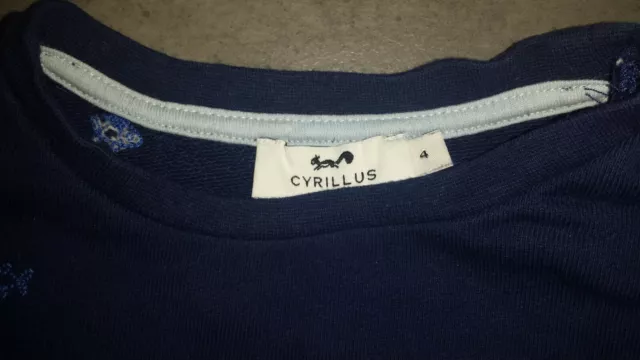 CYRILLUS 4 ans sweat pull bleu marine avec poissons pour garçon TRES BON ETAT 2