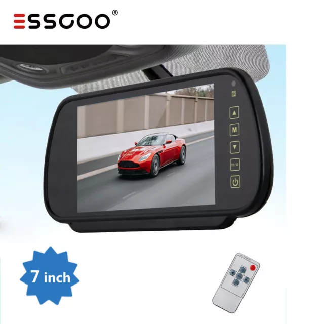 ESSGOO 7" Rückfahrsystem Rückspiegel Monitor für Autokamera Rückfahrkamera Auto