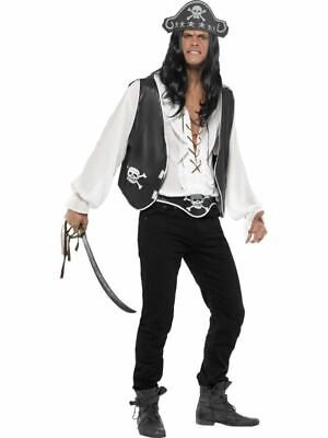Costume da Uomo Adulto Pirata Set Accessori Gilet Cappello Cintura Buccaneer Costume