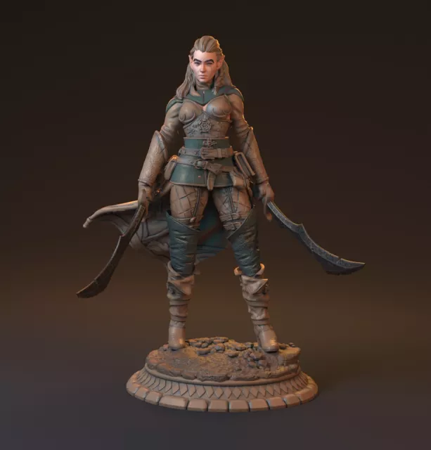 Elf Ranger Miniature Femelle Fighter Figurine pour dessus de Table D&d 5e Dsa