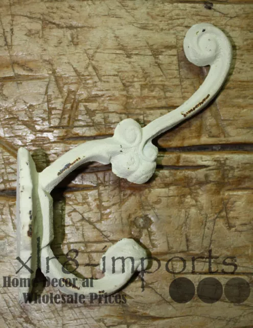 3 Cast Iron White Victorian Style Coat Hooks Hat Hook Rack Hall Tree SCHOOL