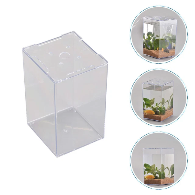 Betta Fish Tank Acrylic Tortoise Aquarium Habitat Rimless Bowl Accessories