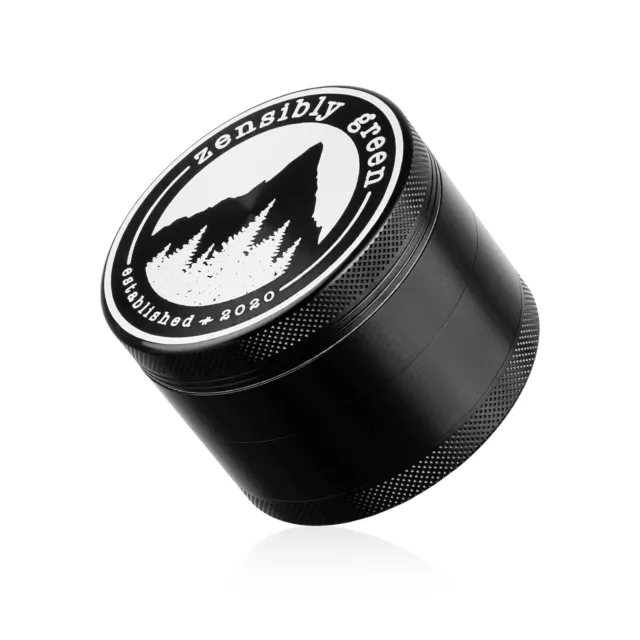 ZG1 Herb Grinder - Large 2.5 Inch (63mm) - 4 Piece Aluminum, Black