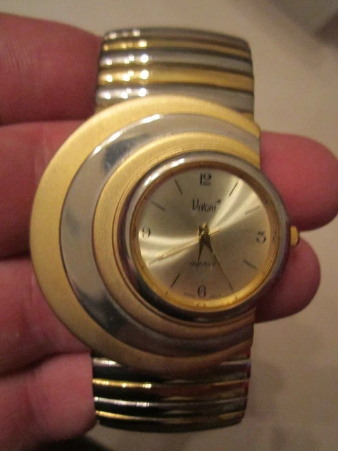 Vintage Vivani Art Deco Design Watch Large Case Two Tone Quartz  -  Bba28
