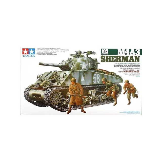 Tamiya 35250 – Maquette Char Sherman M4A3 75mm – Échelle 1/35 – Modèle WWII – Dès 14 Ans