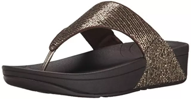 Fitflop Lulu Superglitz Sandals Copper Thong Slide Gold Glitter Size 9US *NEW!*