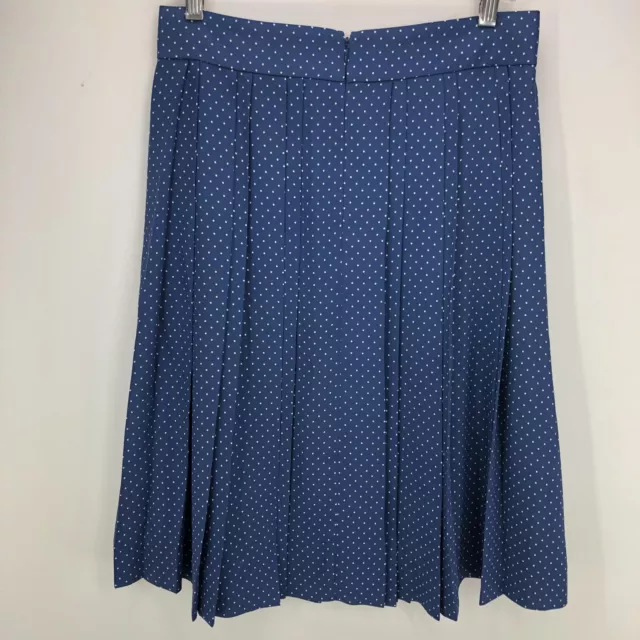 J Crew Womens Pleated Skirt Size 6 Navy Polka Dot Below Knee A-Line Lined 2