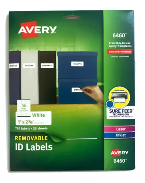Avery Label, Laser, Inkjet 750/Pk, White 6460 ID Labels - NEW!