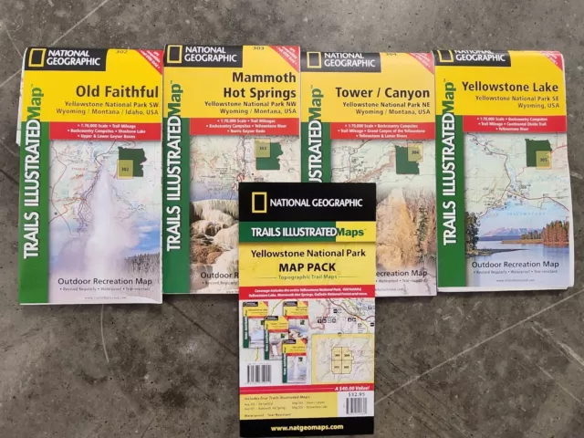 National Geographic Trails Illustrated Yellowstone National Park Map Pack Bundle