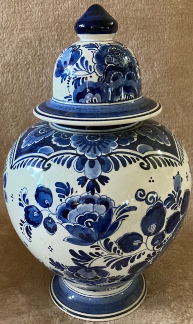 DELFT Töpferei 1679 handpainted Krug Vase mit Deckel Blau Weiß TOP! 21-31cm