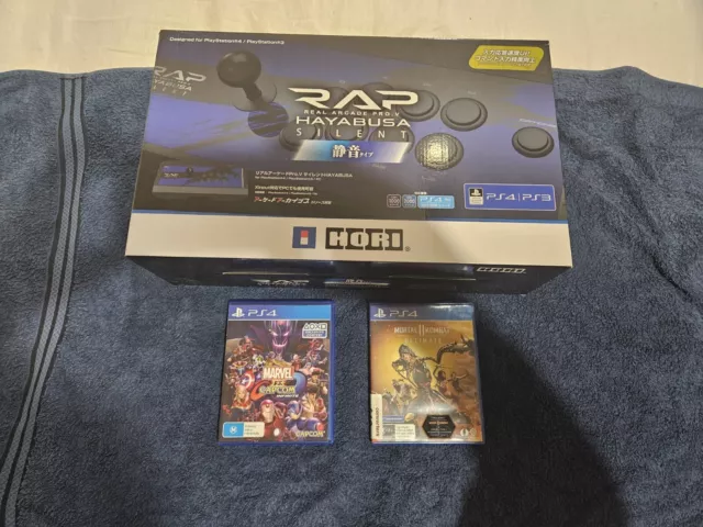 HORI Real Arcade Pro.V Silent HAYABUSA PS3 PS4 PC JPN IMPORT+ 2GAMES RARE BLUE