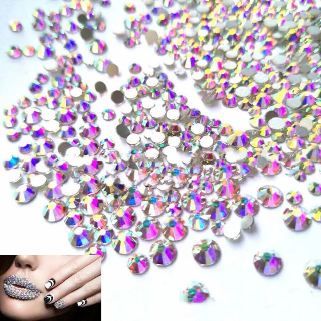 1440Pcs Crystal Nail Art Rhinestones FlatBack Glitter Diamond 3D Nail Tips Decor