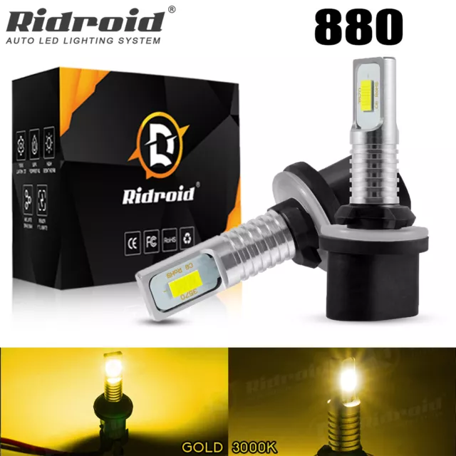 2pcs 880 899 LED Fog DRL Light Bulbs 110W 8000LM High Power 3000K Golden Yellow